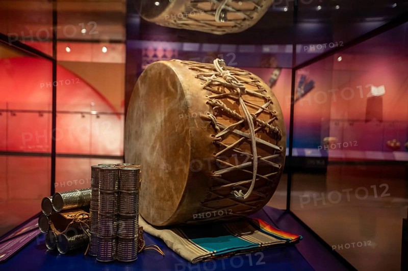 Oklahoma City, Oklahoma, The First Americans Museum tells the story of the 39 tribal nations in Oklahoma. A drum typical of those used by the southern plains tribes is on display