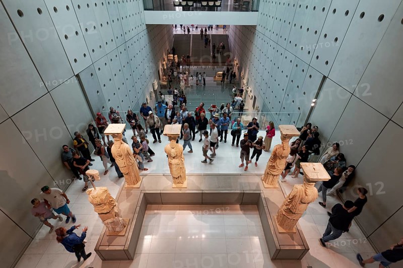 Caryatids, female statues from the Erechteion, Acropolis Museum, architect Bernard Tschumi, Athens, Greece, Europe