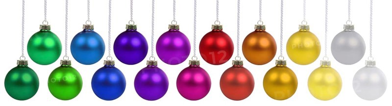 Christmas baubles hanging jewellery collection banner Christmas baubles decoration freestanding isolated in Stuttgart, Germany, Europe