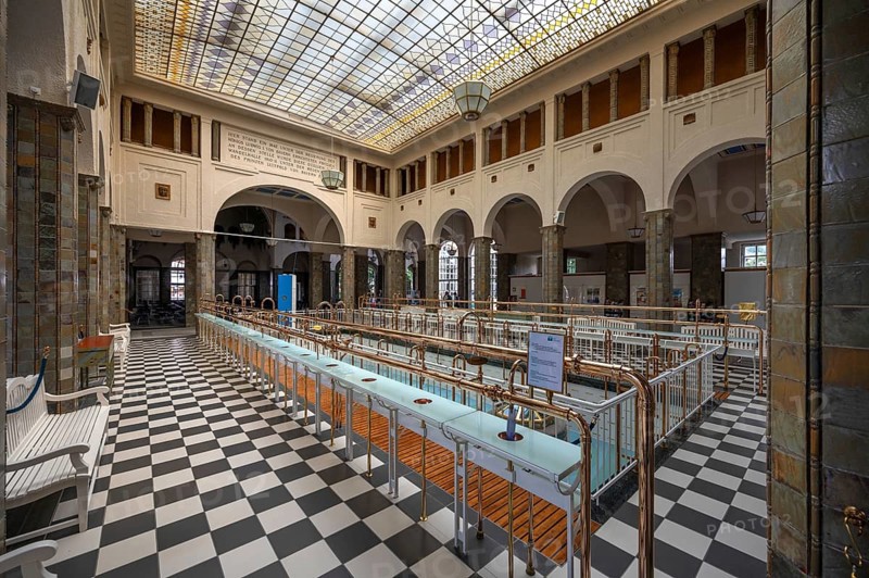 Historic fountain hall with glass dome, inaugurated in 1842, replaced by a new building in 1911, Bad Kissingen, Lower Franconia, Bavaria, Germany, Europe