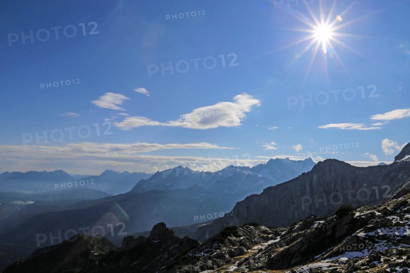 Alpine panorama from the Alpspitzbahn mountain station in Garmisch