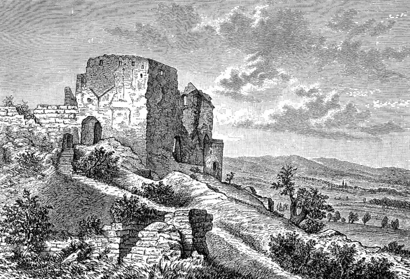 Ruins of Greifenstein Castle between Friedeberg and Greiffenberg in Silesia, Poland, in 1880, Historical, digital reproduction of an original from the 19th century, Europe