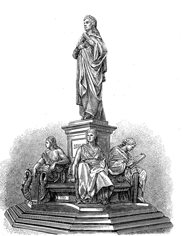 The Schiller statue by Reinhold Begas, in Berlin, Germany, in 1880, Historical, digital reproduction of an original from the 19th century, Europe