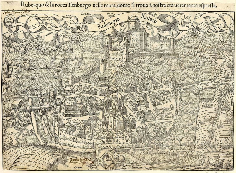 Town map of Rouffach, Rufach, in 1548, today Departement Haut-Rhin, France, reproduction from a model from that time, historical, digitally enhanced, Europe