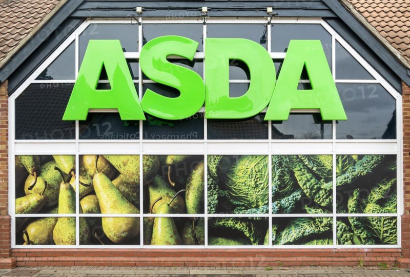 Sign for Asda supermarket, Stowmarket, Suffolk, England, UK