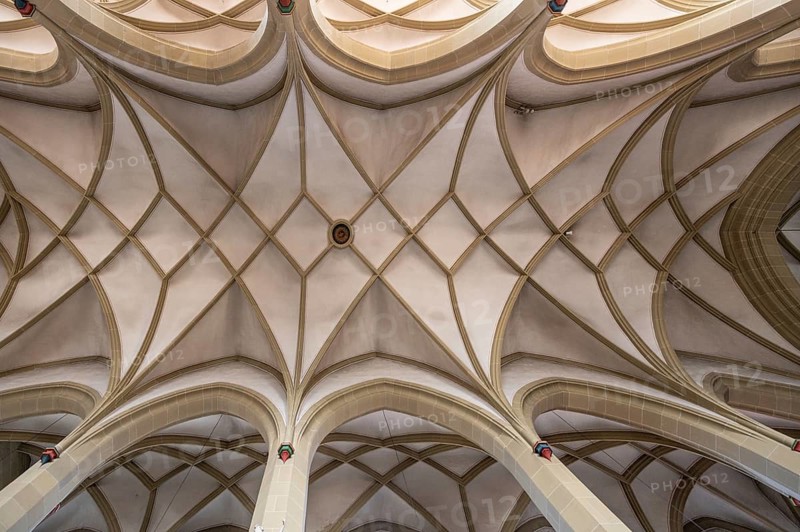 Cross vault of the late Gothic St John's Church, Obere Kirchgasse, Kitzingen, Lower Franconia, Bavaria, Germany, Europe