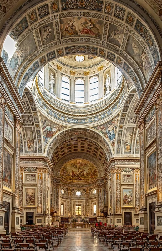 Interior of Basilica of Sant'Andrea, Mantua, Mantova, Italy, Europe