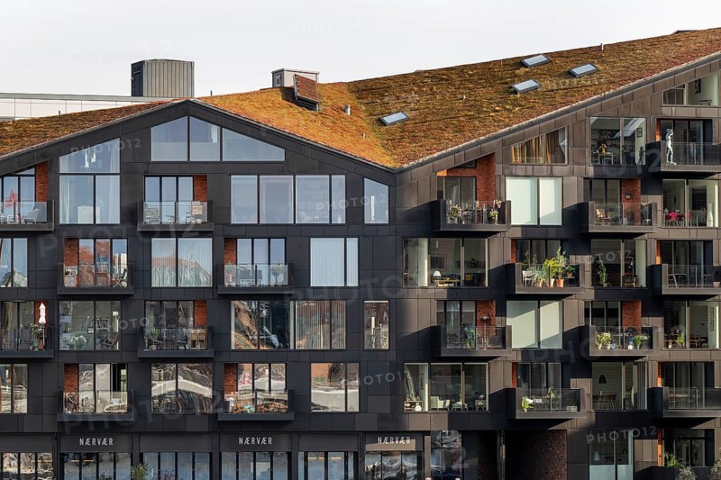 Contemporary architecture, Krøyers Square residential complex, inspired by historic warehouses, Nordic Ecolabel certified, Christianshavn district, Copenhagen, Denmark, Europe