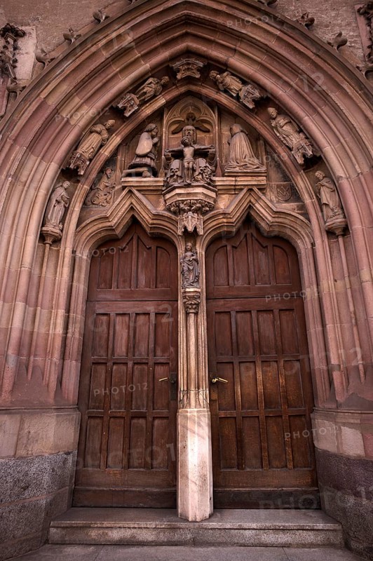 Entrance portal, Tor tor, door, Hospital Church of the Holy Spirit, Merano, Merano, South Tyrol, Autonomous Province of Bolzano, Italy, Europe