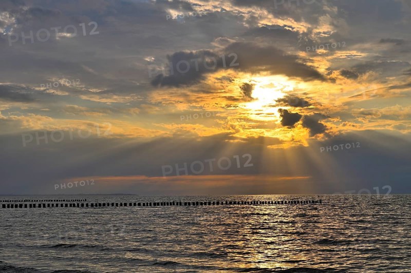 Sunset on the beach of Poel Island, Mecklenburg-Western Pomerania, Germany, Europe