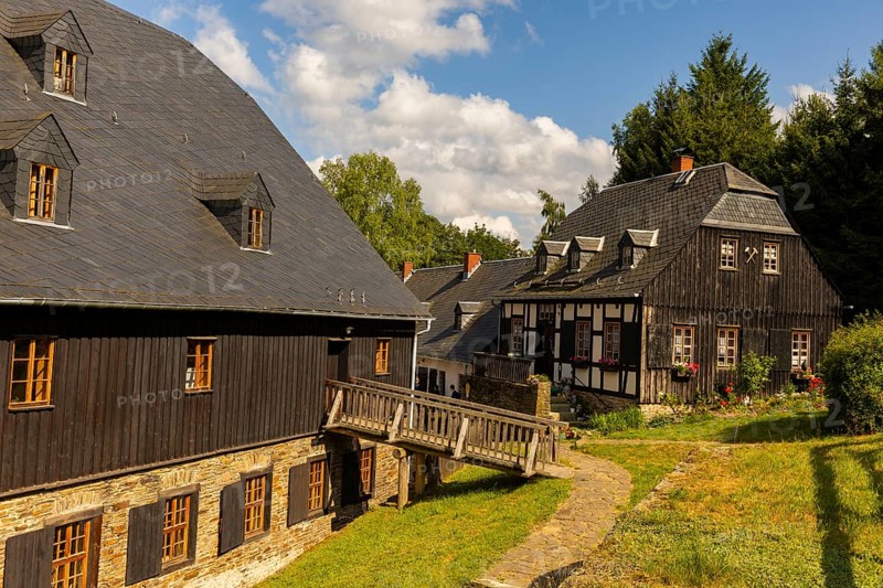 The Siebenschlehner Pochwerk is a listed pochwerk in the Neustädtel district of Schneeberg. It was an important tool for processing the cobalt, silver and nickel ores found and mined in this area of the Ore Mountains, Schneeberg, Schneeberg, Saxony, Germany, Europe