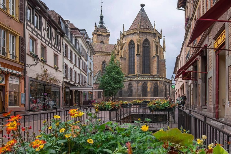 St Martin's Cathedral in the old town centre of Colmar, Alsace, France, Europe
