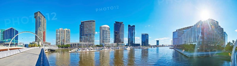 Landscape of Melbourne south wharf skyline at Docklands the yarra river at spring, Australia, Oceania