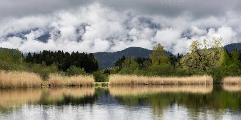 Rain clouds over the Hopfensee, Hopfen am See, near Füssen, Ostallgäu, Allgäu, Bavaria, Germany, Europe