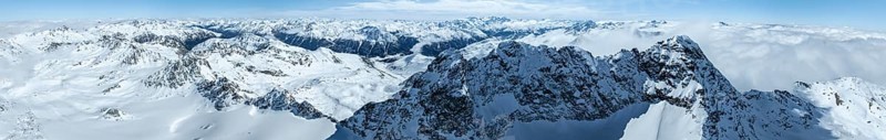 Alpine panorama, aerial view, mountain peak Piz Kesch and glacier Vadret da Porchabella, Albula Alps, Rhaetian Alps, Grisons, Eastern Switzerland, Switzerland, Europe
