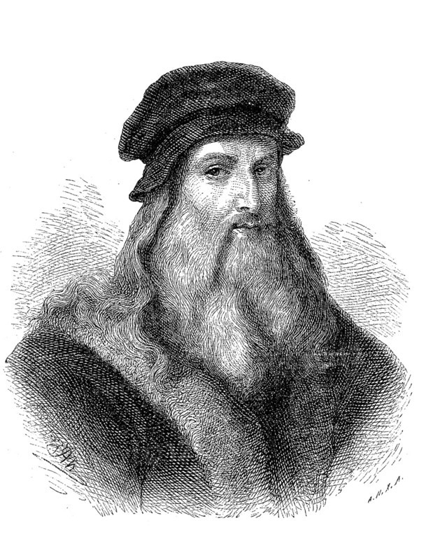 Leonardo da Vinci, 15 April 1452, 2 May 1519, an Italian painter, sculptor, architect, anatomist, mechanic, engineer and natural philosopher, Historical, digital reproduction of an original from the 19th century