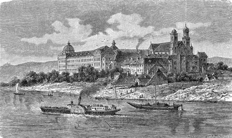 Klosterneuburg on the Danube, Lower Austria, Austria, in 1880, Historical, digital reproduction of an original from the 19th century, Europe