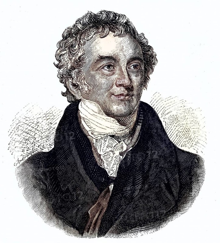 Thomas Young (1773-1829) English physicist and Egyptologist. Undulatory (wave) theory of light. Deciphering the Rosetta Stone. Engraving, Historical, digitally restored reproduction from a 19th century original, Record date not stated