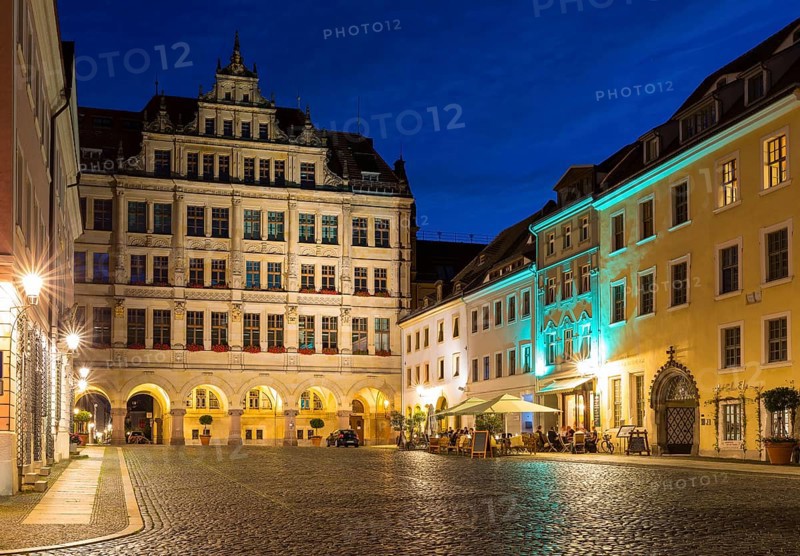 New town hall at Untermarkt by night, Görlitz, Saxony, Germany, Europe