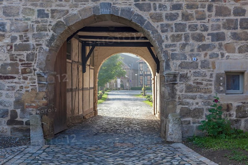 Entrance, archway, gatehouse of Michaelstein Monastery, Blankenburg, Saxony-Anhalt