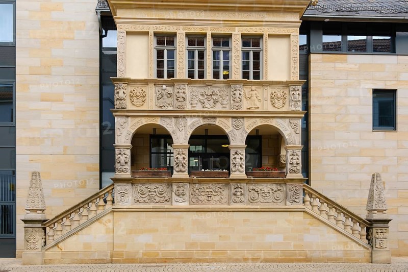 Facade, City Hall, Holzmarkt, Halberstadt, Harz, Saxony-Anhalt, Germany, Europe