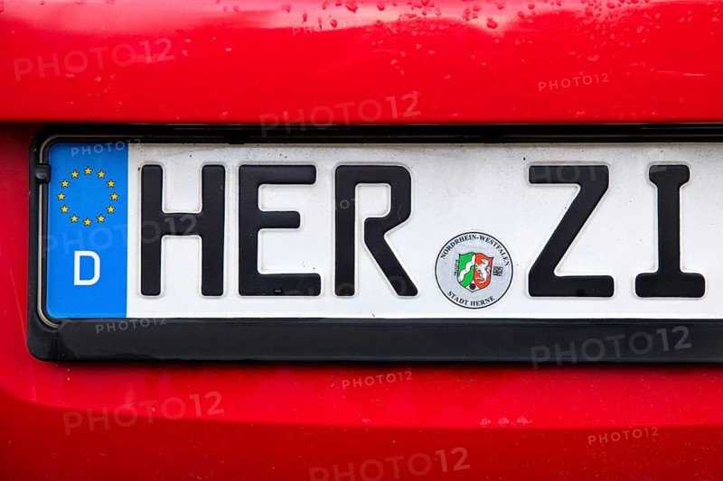 Car licence plate HER ZI, Herne, Ruhr area, North Rhine-Westphalia, Germany, Europe