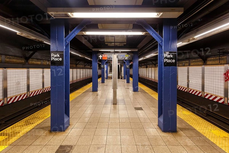 New York City Subway underground station Park Place on the 2 3 Line in New York, USA, North America