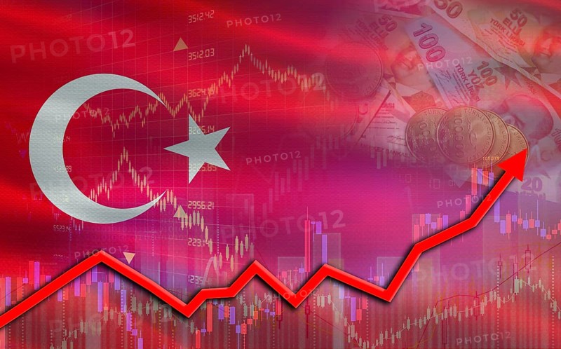 Turkey economic growth on financial graph. Turkey financial growth on market graph