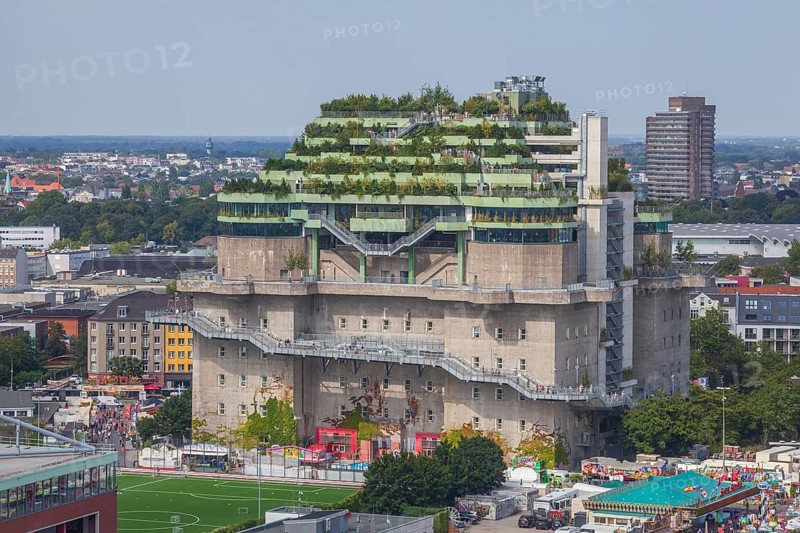 Feldstraße bunker, media bunker, high-rise bunker on Heiligengeistfeld with roof garden, Hamburg, Germany, Europe