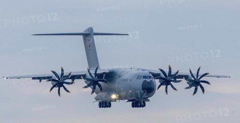 Airbus A400M military transport aircraft of the German Air Force landed at Stuttgart Airport with soldiers from Damascus and Cyprus. German Armed Forces