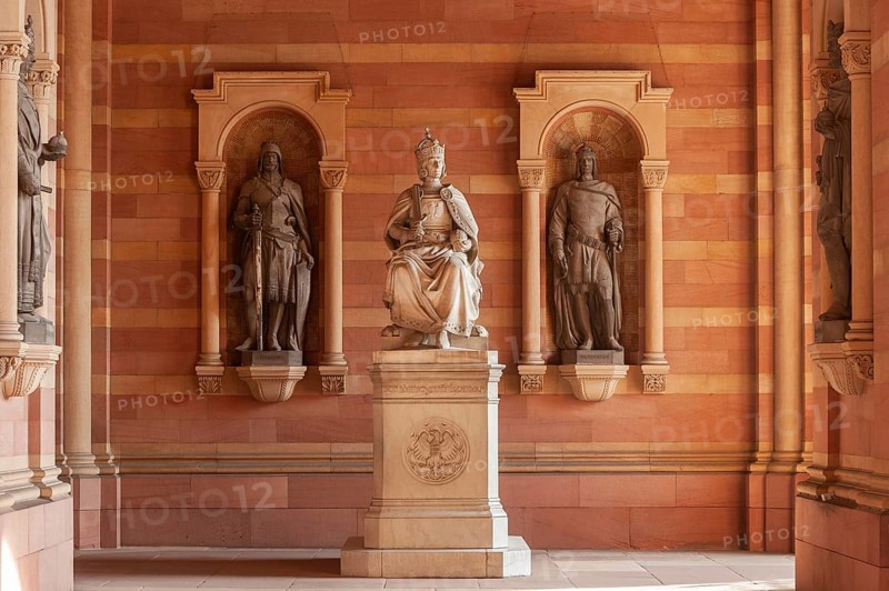Porch of Speyer Cathedral with the cenotaph for Rudolf of Habsburg, Speyer, Palatinate, Rhineland-Palatinate, Germany, Europe