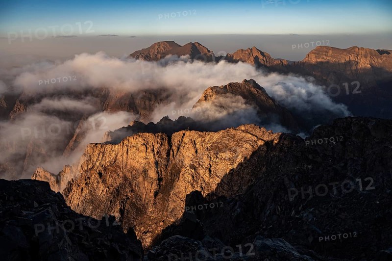Aerial moutain view at the trail to Toubkal, the highest mountain in North Africa