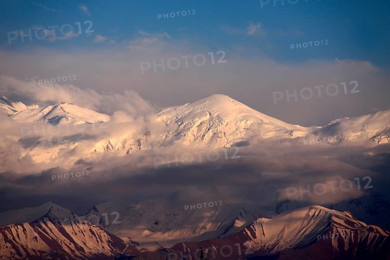 Snow peak in the northern part of the Pamir Mountains near Sary Tash Kyrgyzstan