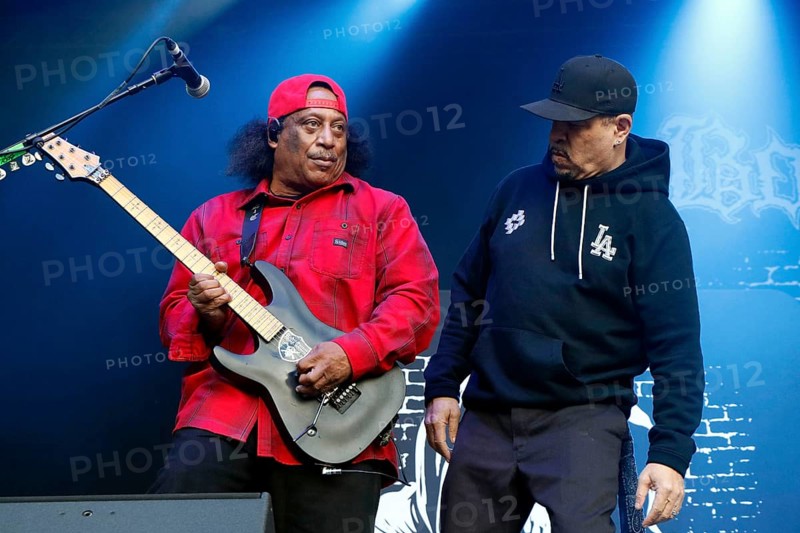 Ernie C, guitarist, and Ice-T (real name Tracy Lauren Marrow), rapper of Body Count ft. Ice-T during their European Tour 2024 live at the Zitadelle Spandau in Berlin on 11 June 2024