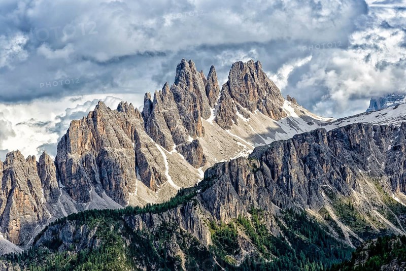 Croda da Lago massif, north side, view from the ascent to the Rifugio Rif Giussani, Dolomites, South Tyrol, Italy, Europe