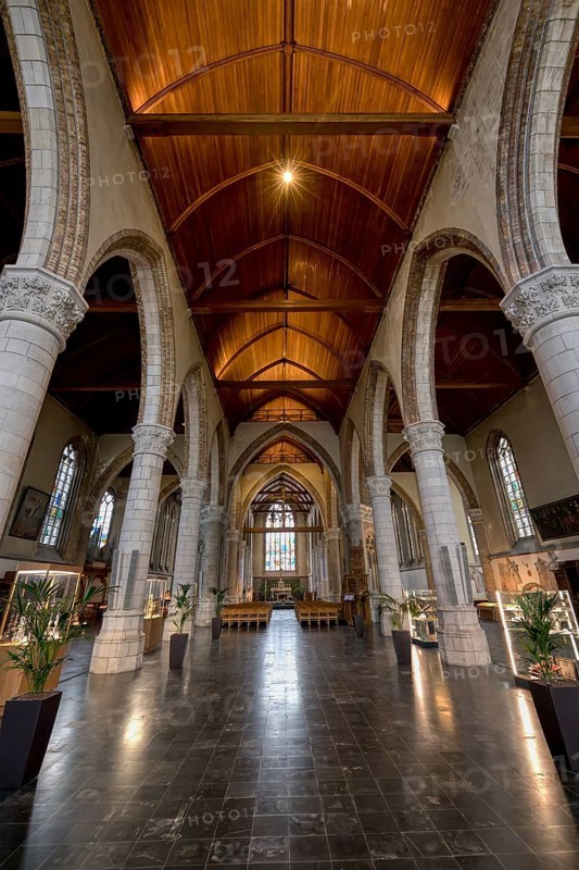Our Lady Church, Central nave and chapels, Nieuwpoort, West Flanders, Belgium, Europe