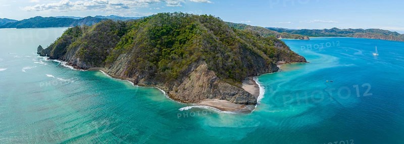 Aerial view, tropical island in the turquoise ocean, Tortuga Island, Puntarenas, Costa Rica, Central America