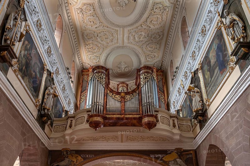 Organ loft, organ built in 1983, Cathedral of Our Lady, Villingen-Schwenningen, Baden-Württemberg, Germany, Europe
