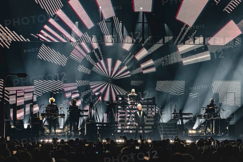 Neil Tennant (singer) and Chris Lowe (keyboarder) of the Pet Shop Boys live on Dreamworld: The Greatest Hits Live Tour at the Uber Arena Berlin on 06/07/2024