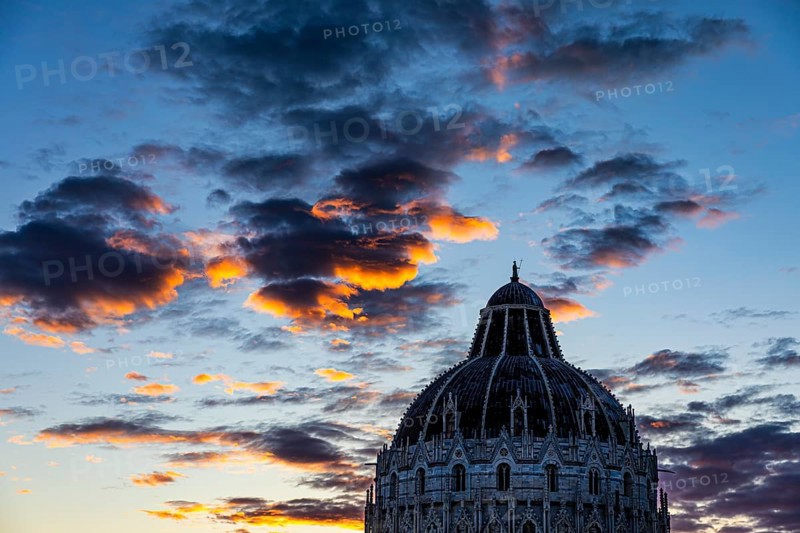 Baptistery at sunset, Pisa Tuscany, Italy, Europe