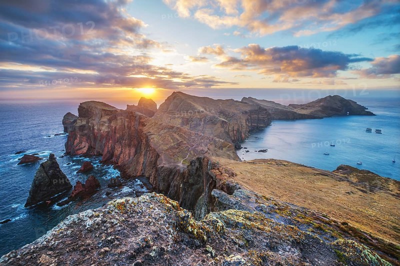 Madeira Island scenic rugged landscape, Ponta do Sao Lourenco cape on sunrise, Abismo viewpoint. Madeira, Portugal, Europe