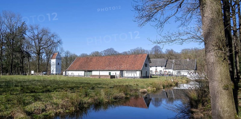 1746 Drongengoedhoeve, Drongengoed farmstead in Drongengoedbos, forest at Ursel near Knesselare, Aalter, East Flanders, Belgium, Europe