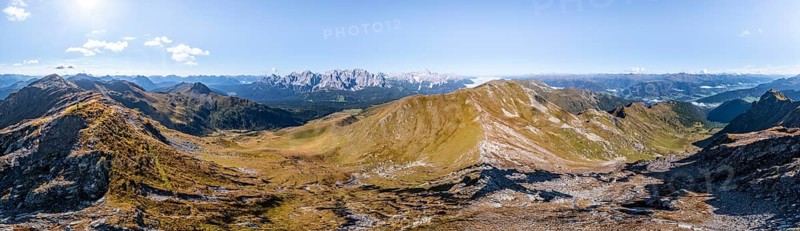 Alpine panorama, aerial view, Carnic High Trail, Carnic main ridge, Carnic Alps, Carinthia, Austria, Europe