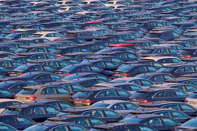 Large number of cars on assembly point, Brand Audi, Germany, Europe