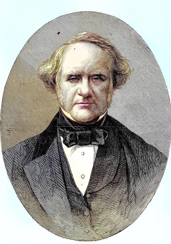 George Peabody, 18 February 1795, 4 November 1869, was a businessman and investment banker, as well as the greatest philanthropist of his time in the United States and Great Britain, Historic, digitally restored reproduction of a 19th century original