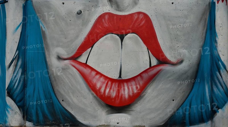 Graffito, mouth, Ibiza Town, Ibiza, Balearic Islands, Spain, Europe