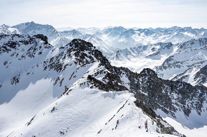 Peaks and mountains in winter, Sellraintal, Stubai Alps, Kühtai, Tyrol, Austria, Europe