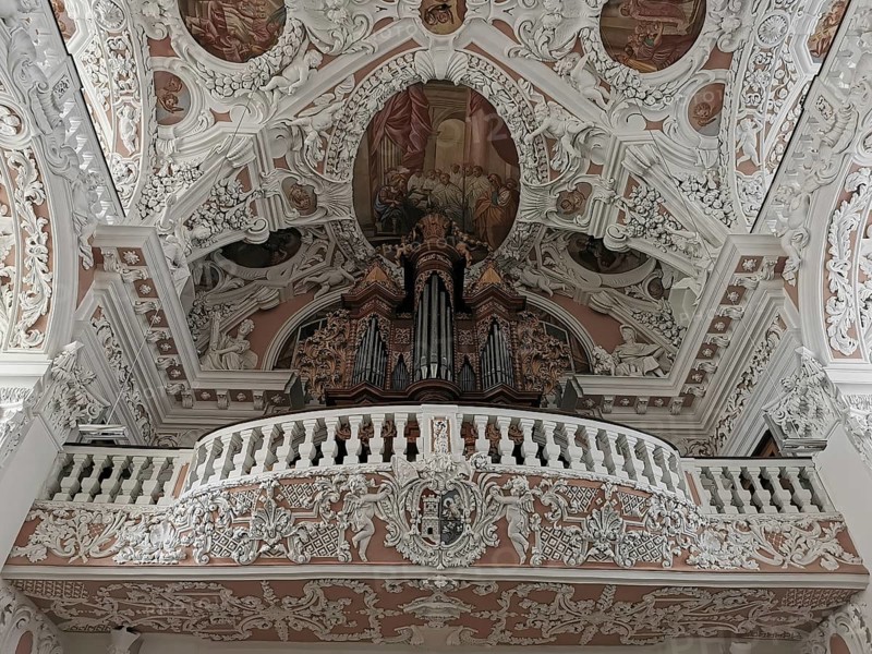 Interior of the collegiate church of Speinshart Monastery, abbey of the Premonstratensian Order, Neustadt an der Waldnaab district, Upper Palatinate, Bavaria, Germany, Europe