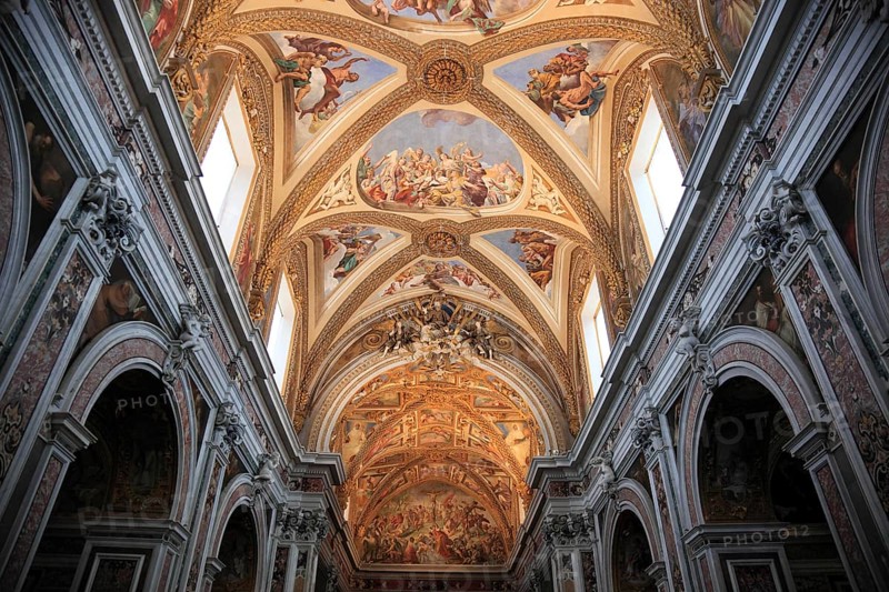 Ceiling of the church in the Certosa di San Martino on Vomero above Naples, Campania, Italy, Europe