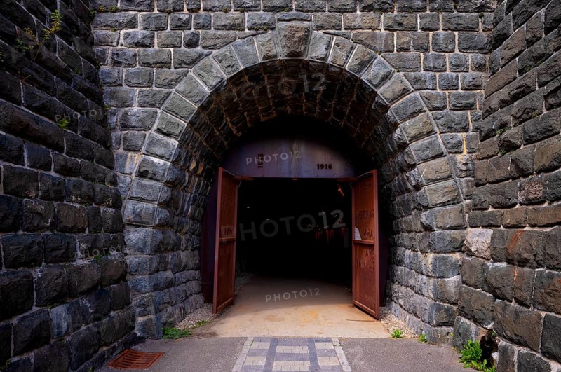 Entrance, historical tunnel of the Gardena Railway, Army Field Railway, Museum, Sankt Christina, Santa Cristina, Gardena Valley, South Tyrol, Italy, Europe